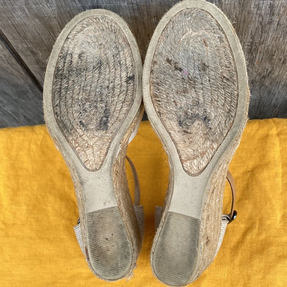 White Mountain White Ankle Strap Wedge Espadilles Size 10